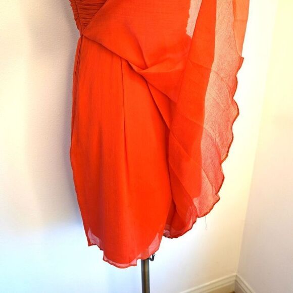 J.Crew Silk Ruched and Draped Spaghetti Strap Elegant Prom or Party Dress Coral - Picture 10 of 16